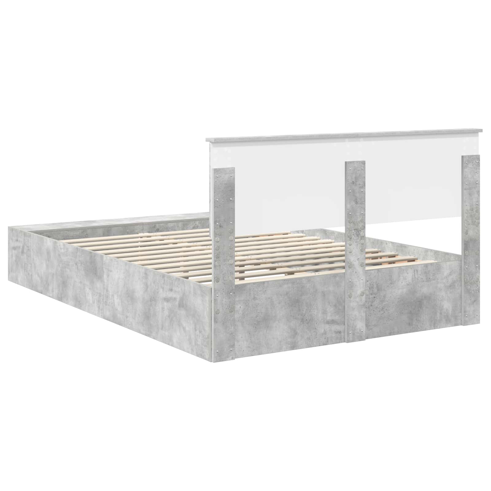 Sengestel Med Hylde Beton Konstrueret Træ - Billede 9