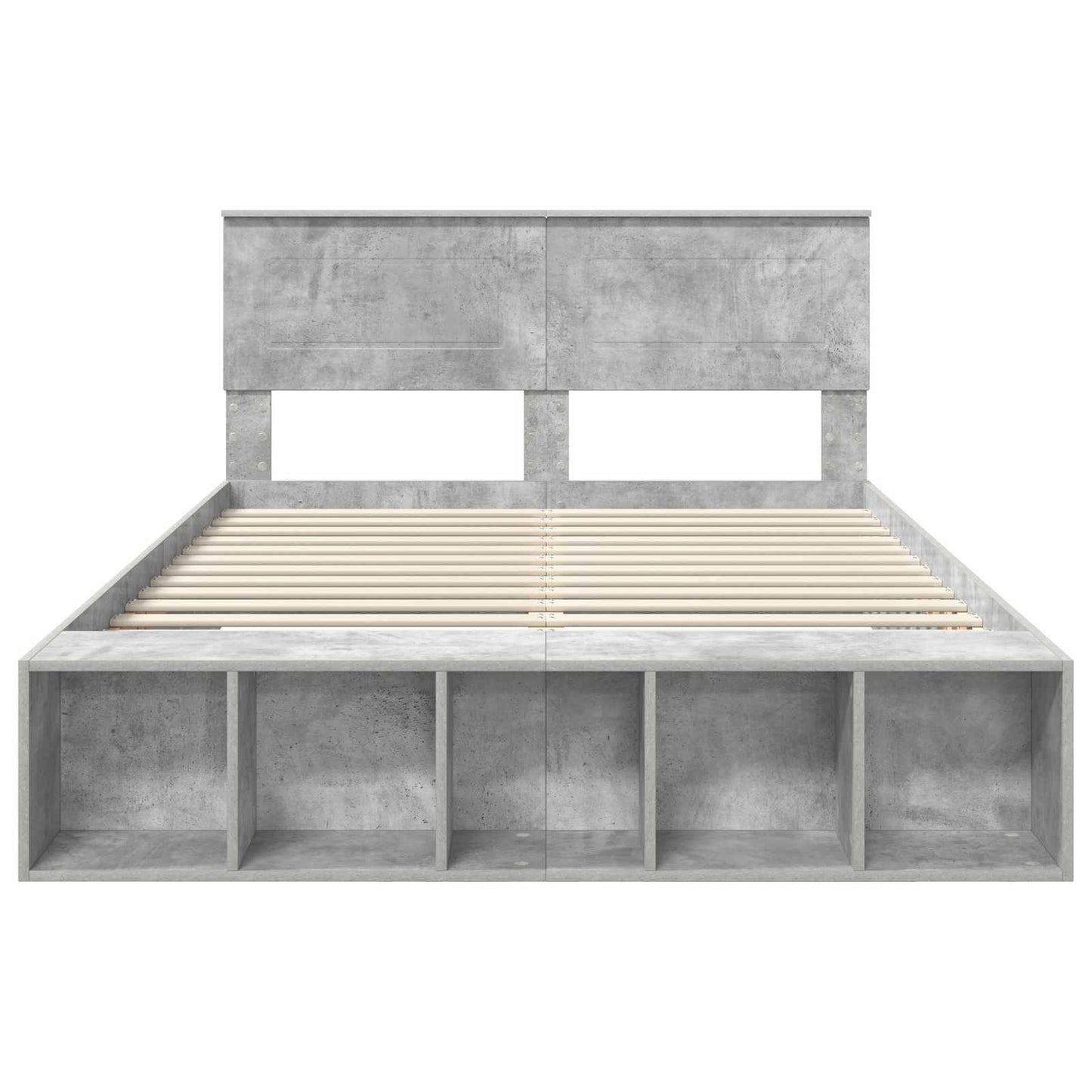 Sengestel Med Hylde Beton Konstrueret Træ - Billede 7