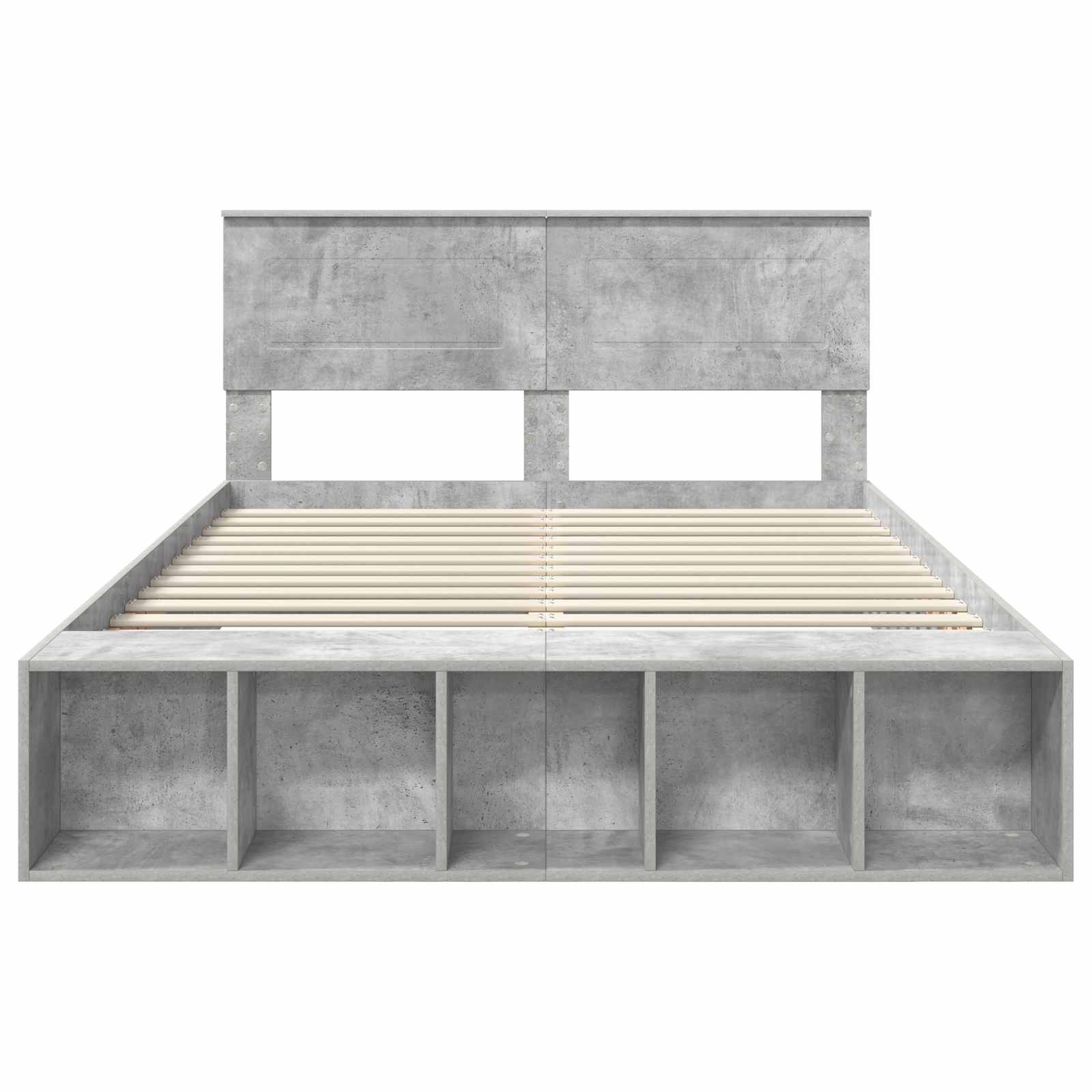 Sengestel Med Hylde Beton Konstrueret Træ - Billede 7