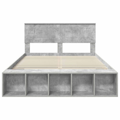 Sengestel Med Hylde Beton Konstrueret Træ - Billede 7