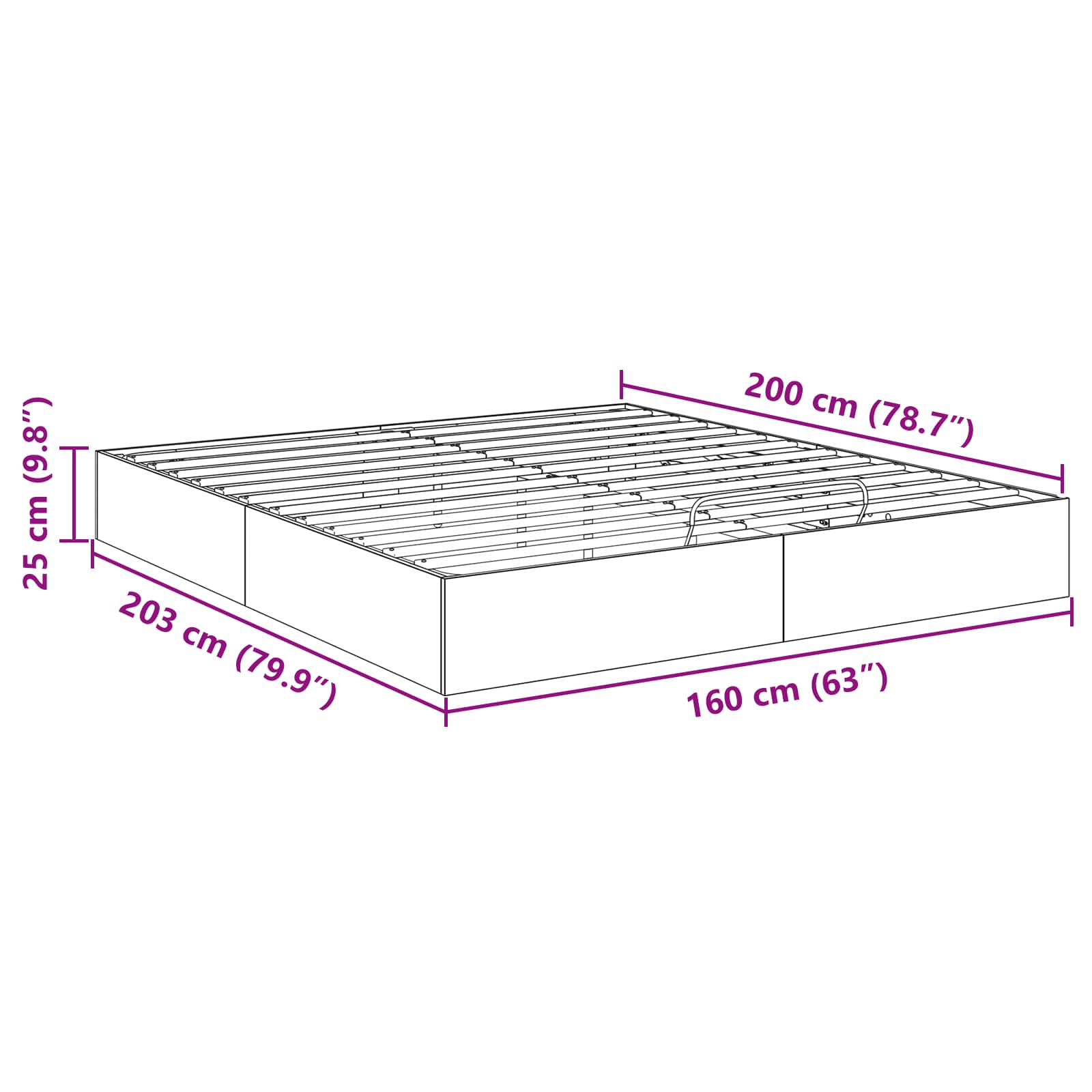 Ottoman Sengestel 203 X 160 X 25 Cm Konstrueret Træ - Billede 11