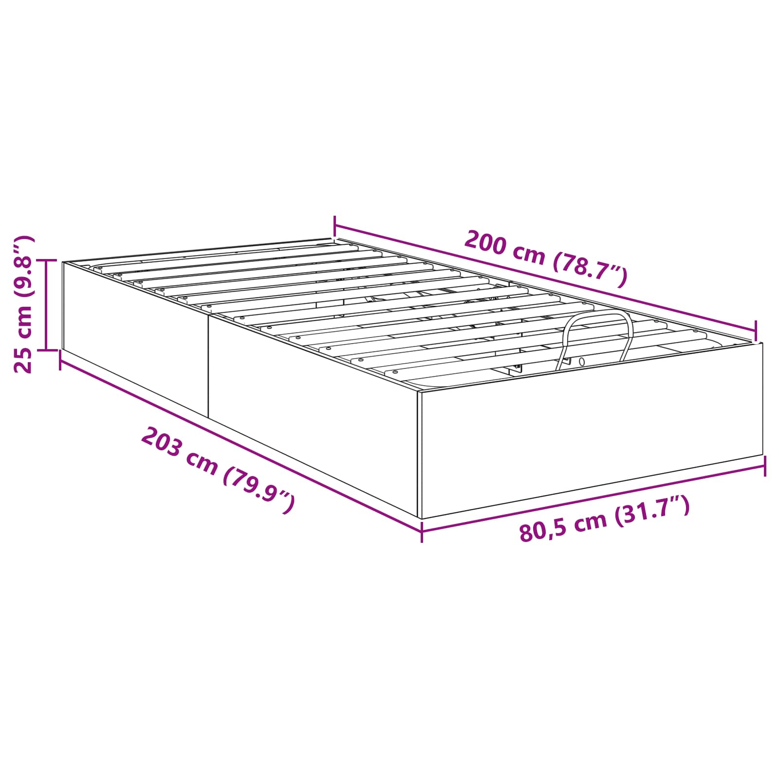 Ottoman Sengestel Sonoma Eg 203 X 80,5 X 25 Cm Konstrueret Træ - Billede 12