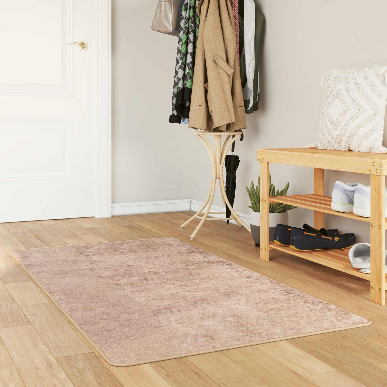Tæppe Runner Marsa Sandfarvet 100 X 200 Cm Polyester Og Pvc - Hovedbillede