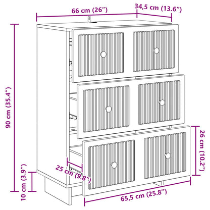 Skuffeskab 66 X 34,5 X 90 Cm Konstrueret Træ - Billede 9