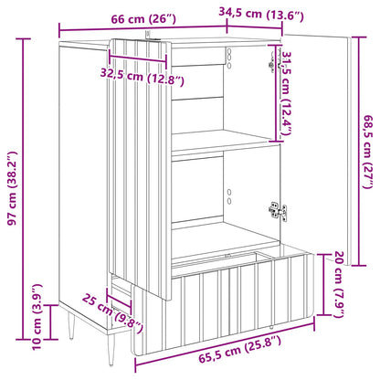 Sideboard Med Skuffe 66 X 34,5 X 97 Cm Konstrueret Træ - Billede 9