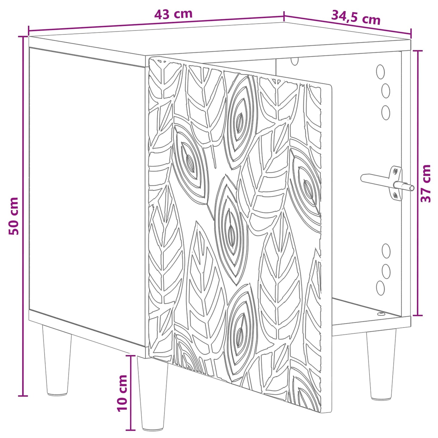 Sengebord 43 X 34,5 X 50 Cm Konstrueret Træ - Billede 9