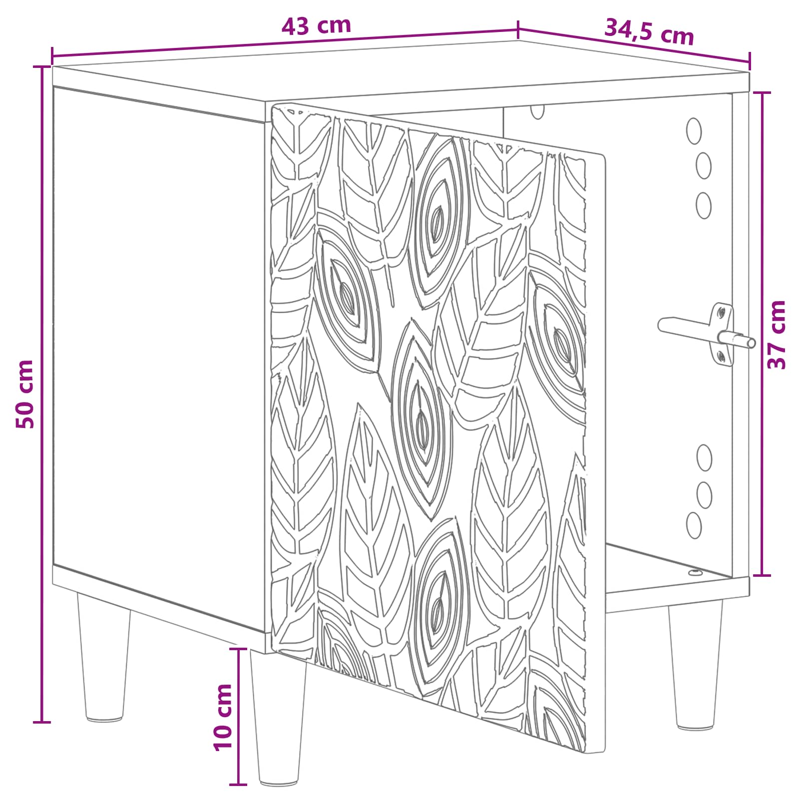 Sengebord 43 X 34,5 X 50 Cm Konstrueret Træ - Billede 9