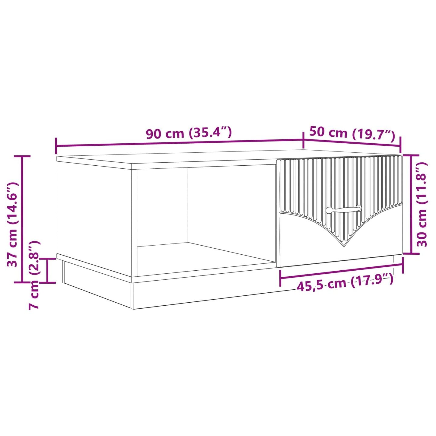 Sofabord 90 X 50 X 37 Cm Konstrueret Træ - Billede 11