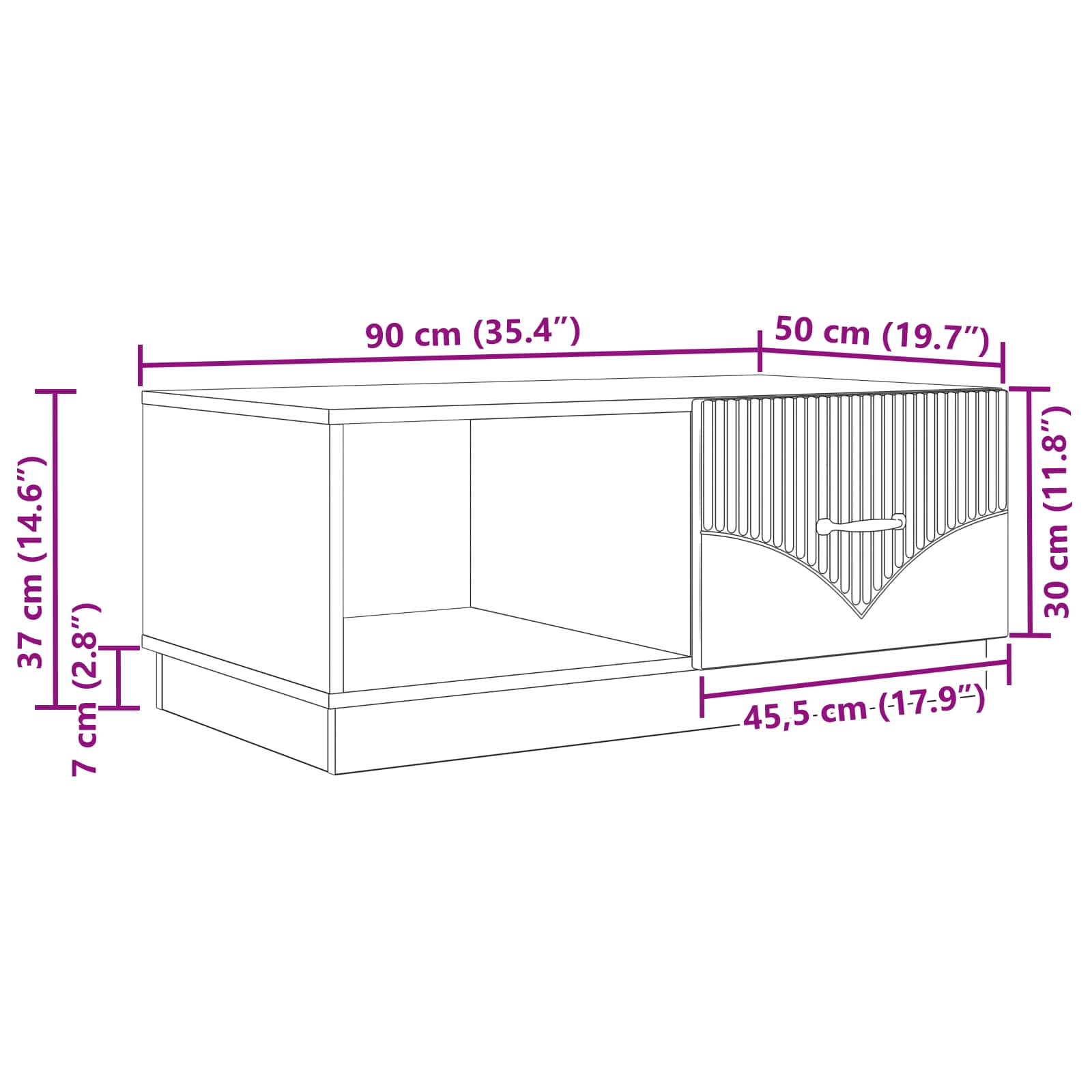 Sofabord 90 X 50 X 37 Cm Konstrueret Træ - Billede 11