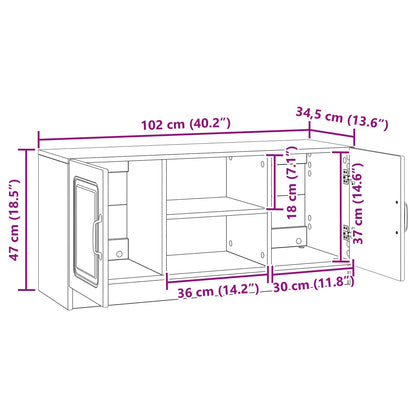 Tv-skab 102 X 34,5 X 47 Cm Konstrueret Træ - Billede 9
