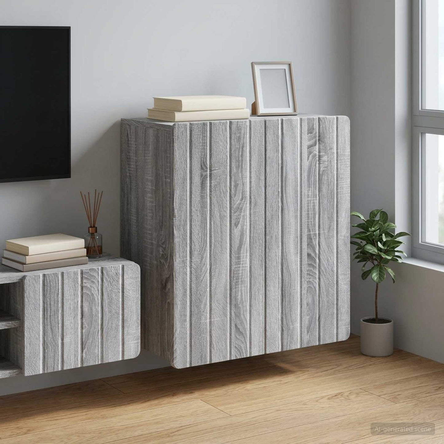 Vægmonteret Skab Konstrueret Træ - Variant 898241
