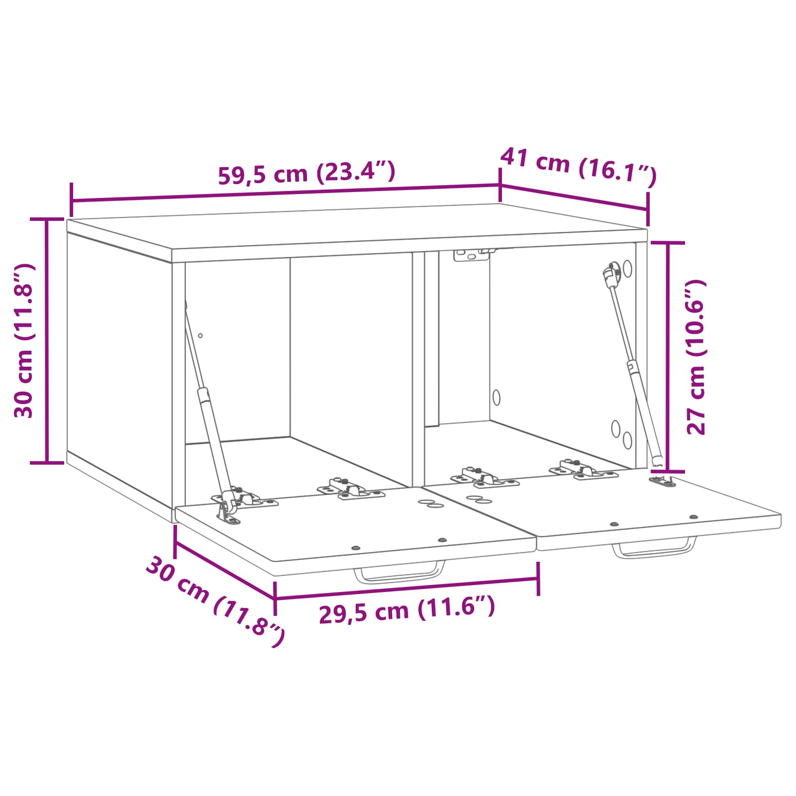 Væghængt Tv-skab 59,5 X 41 X 30 Cm Konstrueret Træ - Billede 8
