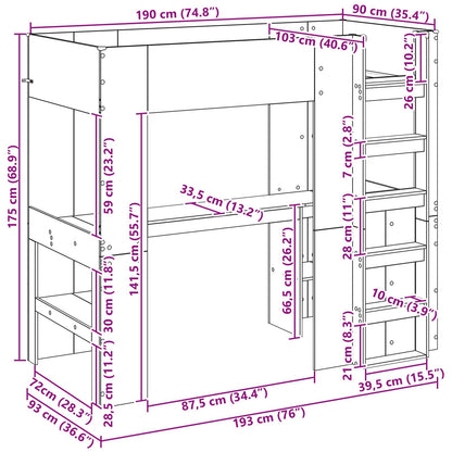 Loft Sengestel Med Skrivebord - Billede 10
