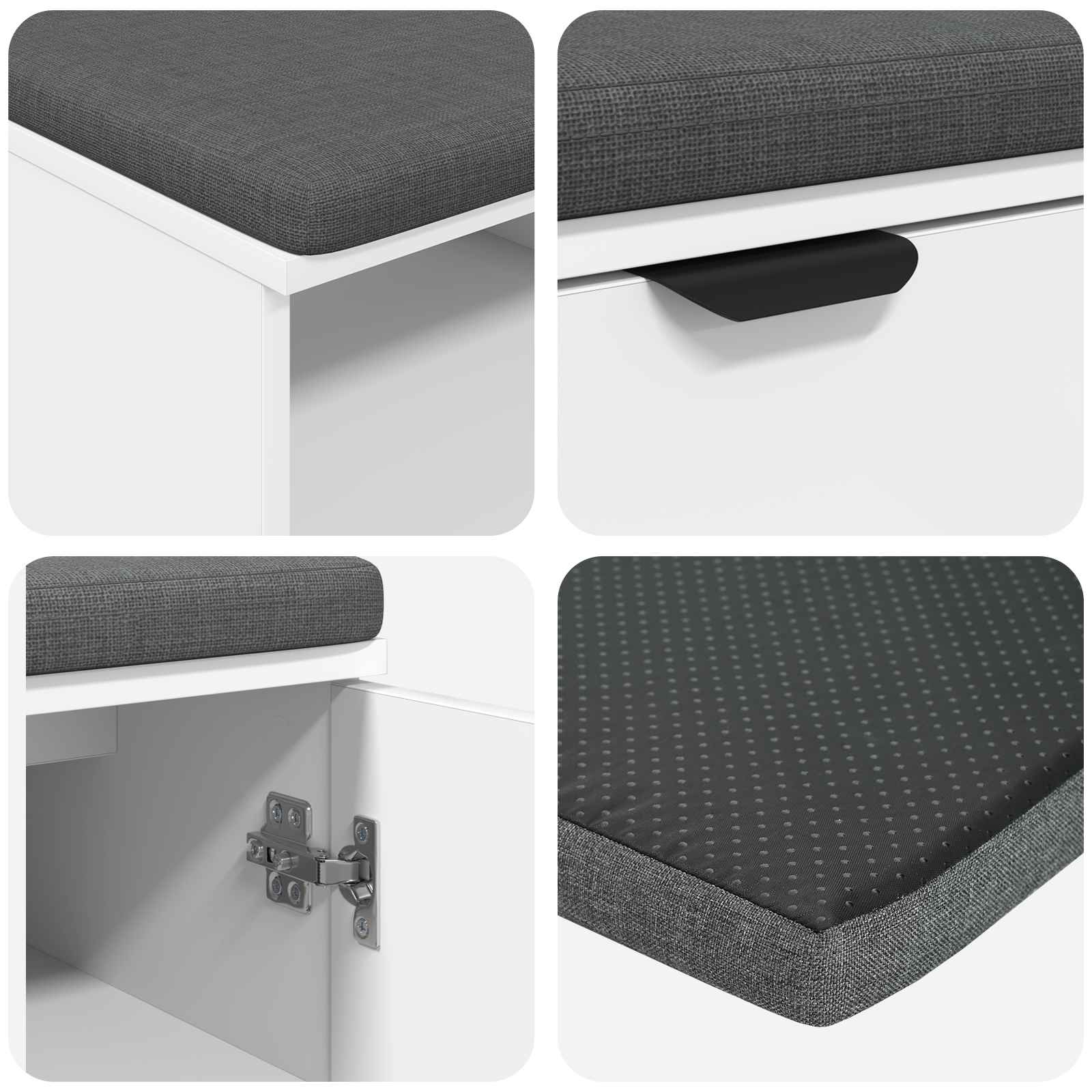 Hallbænk Med Pude 60 X 38 X 46 Cm Kunstigt Træ Og Stof - Billede 9