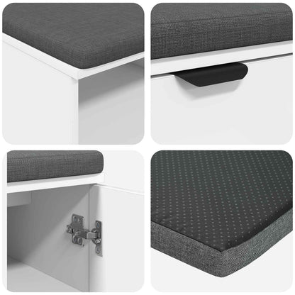 Hallbænk Med Pude 60 X 38 X 46 Cm Kunstigt Træ Og Stof - Billede 9