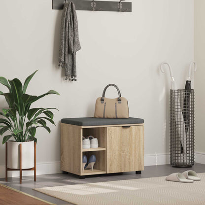 Hallbænk Med Pude 60 X 38 X 46 Cm Kunstigt Træ Og Stof - Variant 891498
