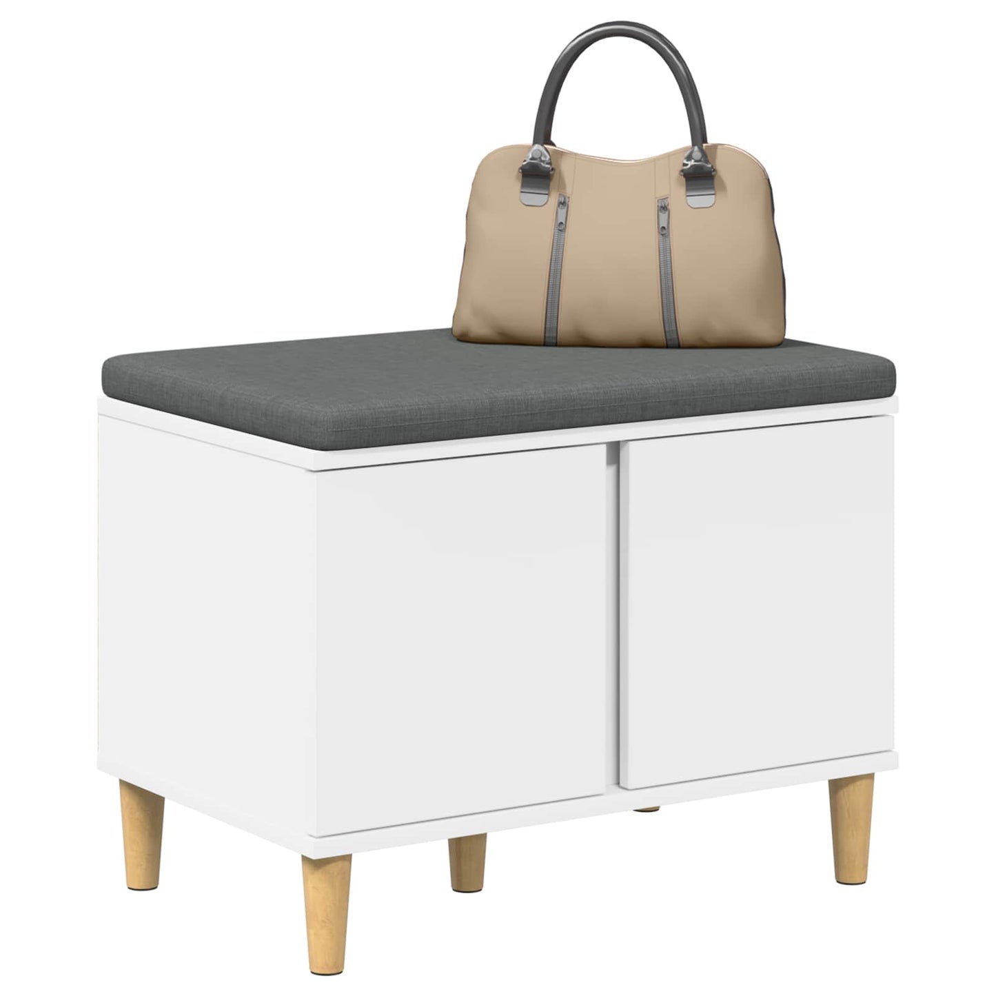Hallbænk Med Pude 60 X 38 X 46 Cm Kunstigt Træ Og Stof - Billede 3