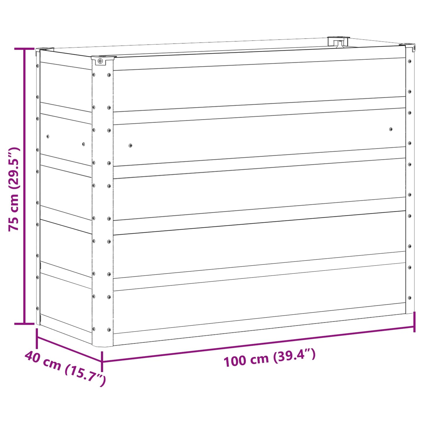 Plantekasse 100 X 40 X Stål - Billede 7