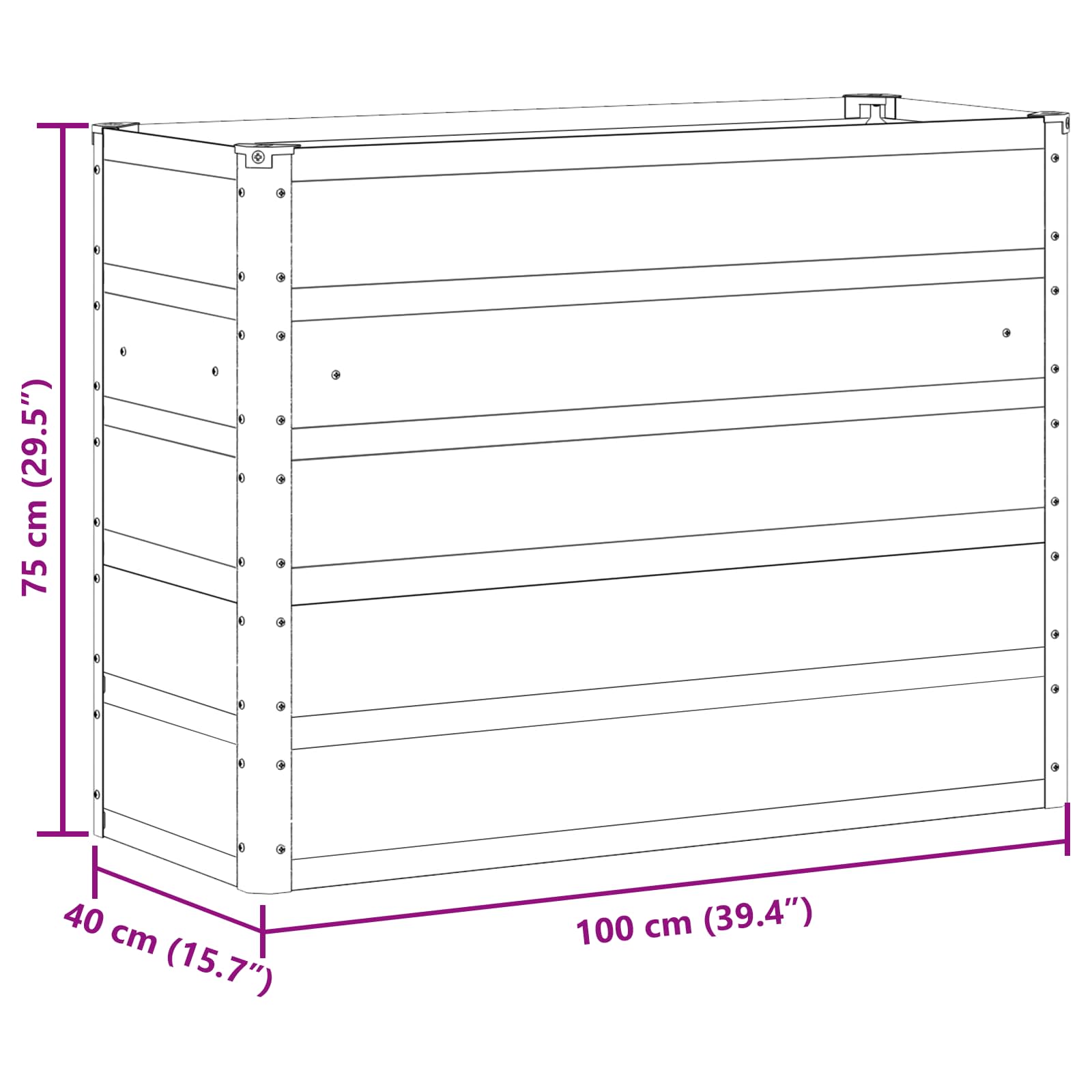 Plantekasse 100 X 40 X Stål - Billede 7