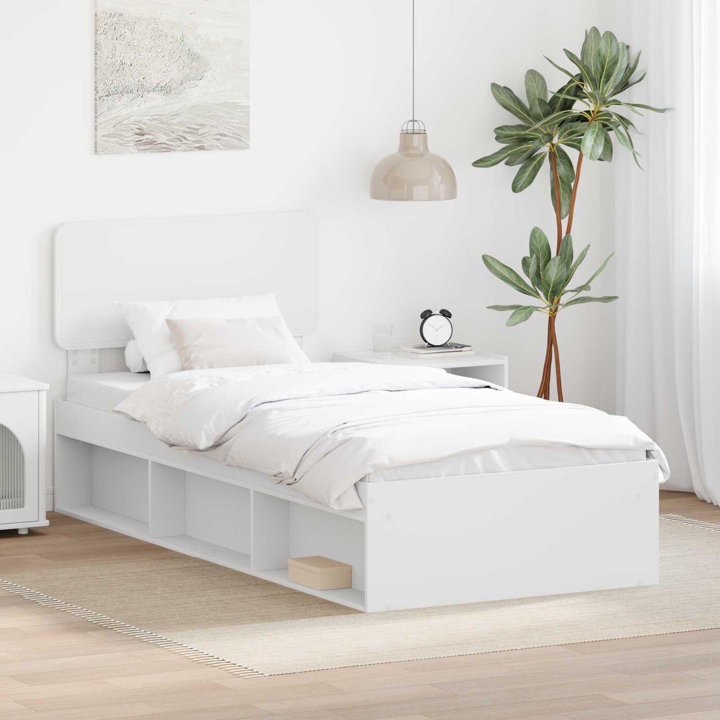 Sengestel Med Hovedgærde 90 X 200 Cm Massiv Fyrretræ - Hovedbillede