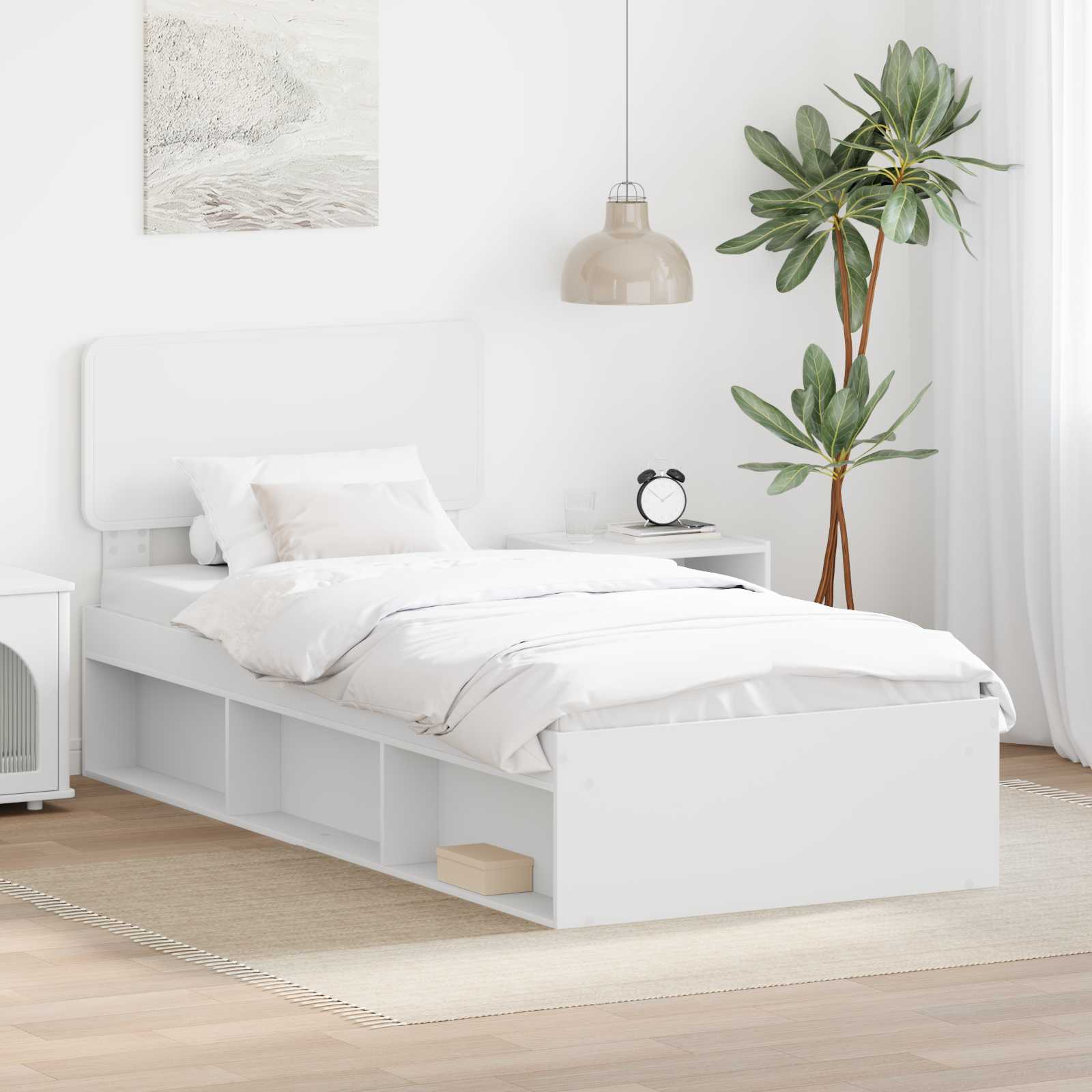 Sengestel Med Hovedgærde 90 X 200 Cm Massiv Fyrretræ - Hovedbillede