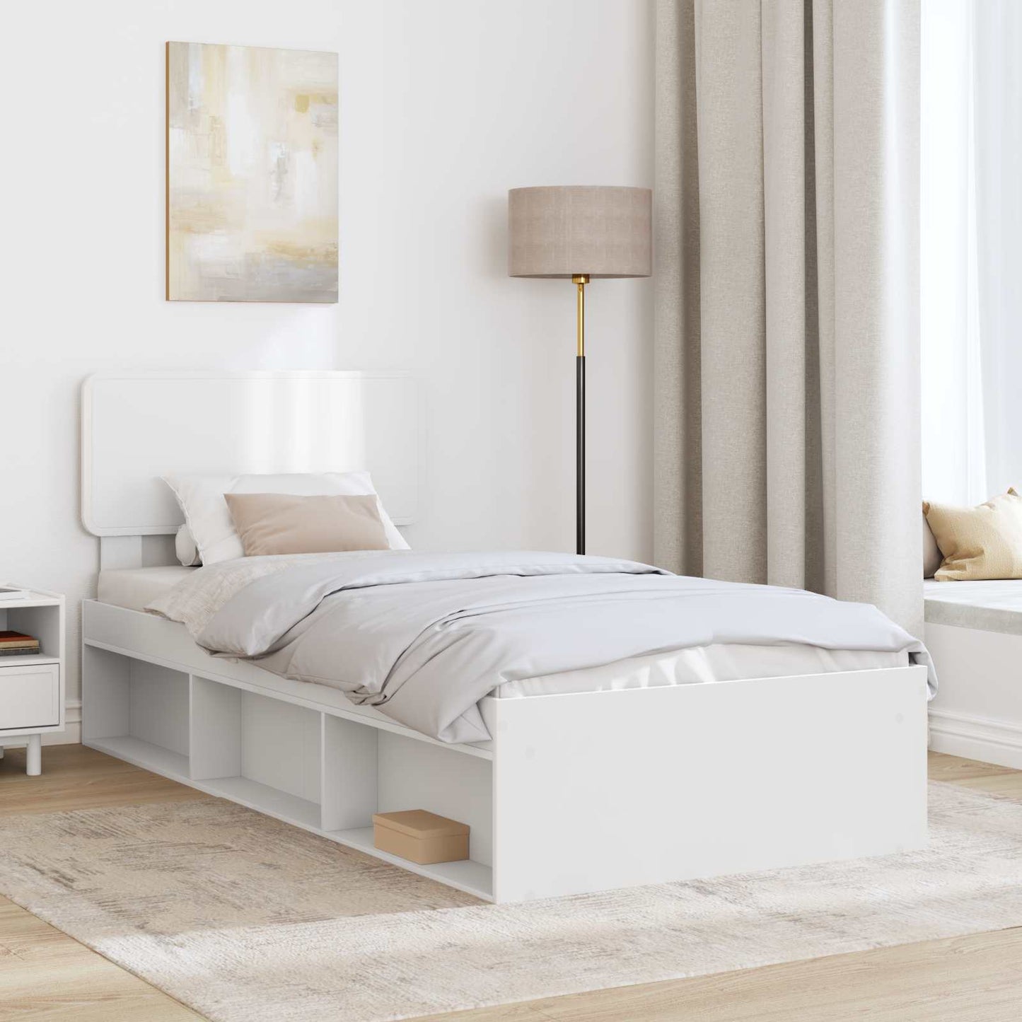 Sengestel Med Hovedgærde 90 X 200 Cm Massiv Fyrretræ - Billede 3