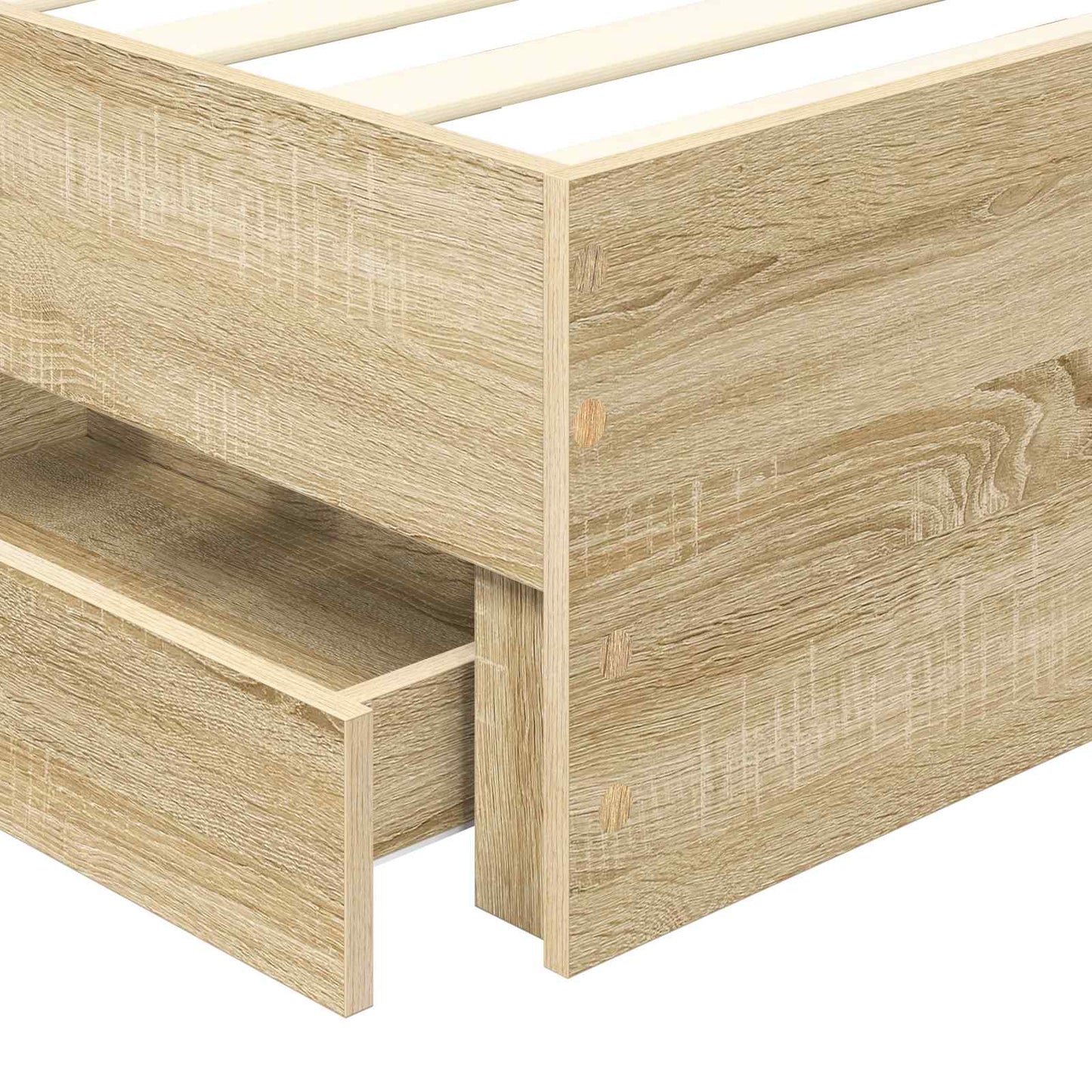 Sengestel Med Skuffe Sonoma Eg 75 X 190 Cm Konstrueret Træ - Billede 11