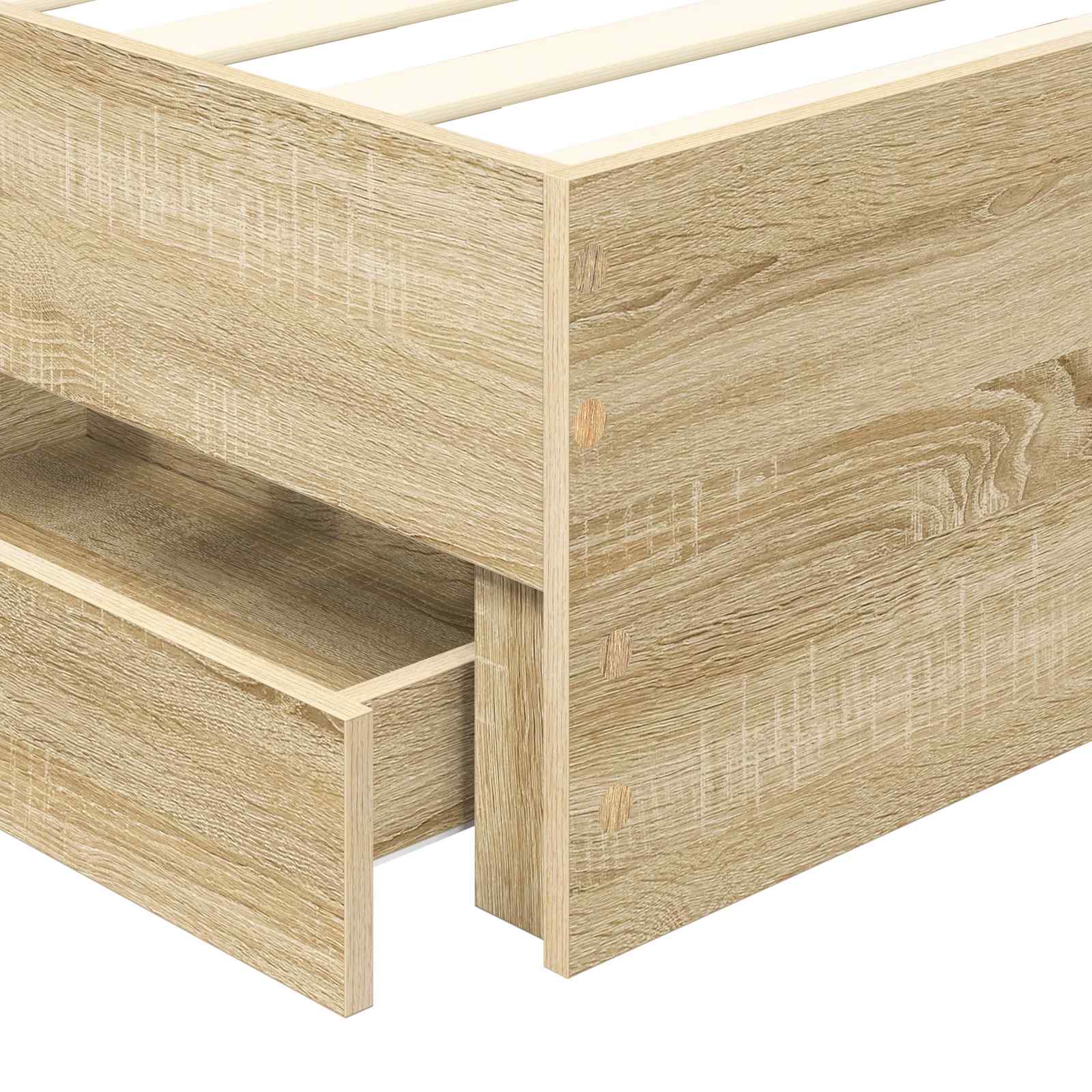 Sengestel Med Skuffe Sonoma Eg 75 X 190 Cm Konstrueret Træ - Billede 11
