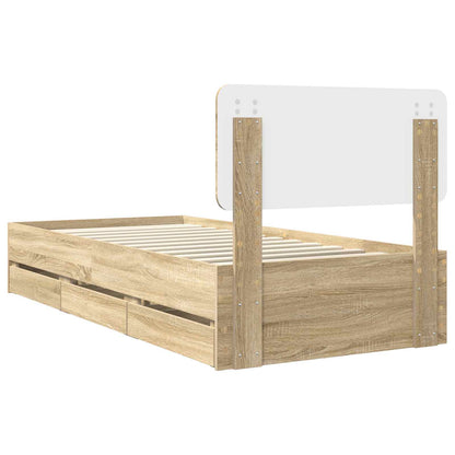 Sengestel Med Skuffe Sonoma Eg 75 X 190 Cm Konstrueret Træ - Billede 10