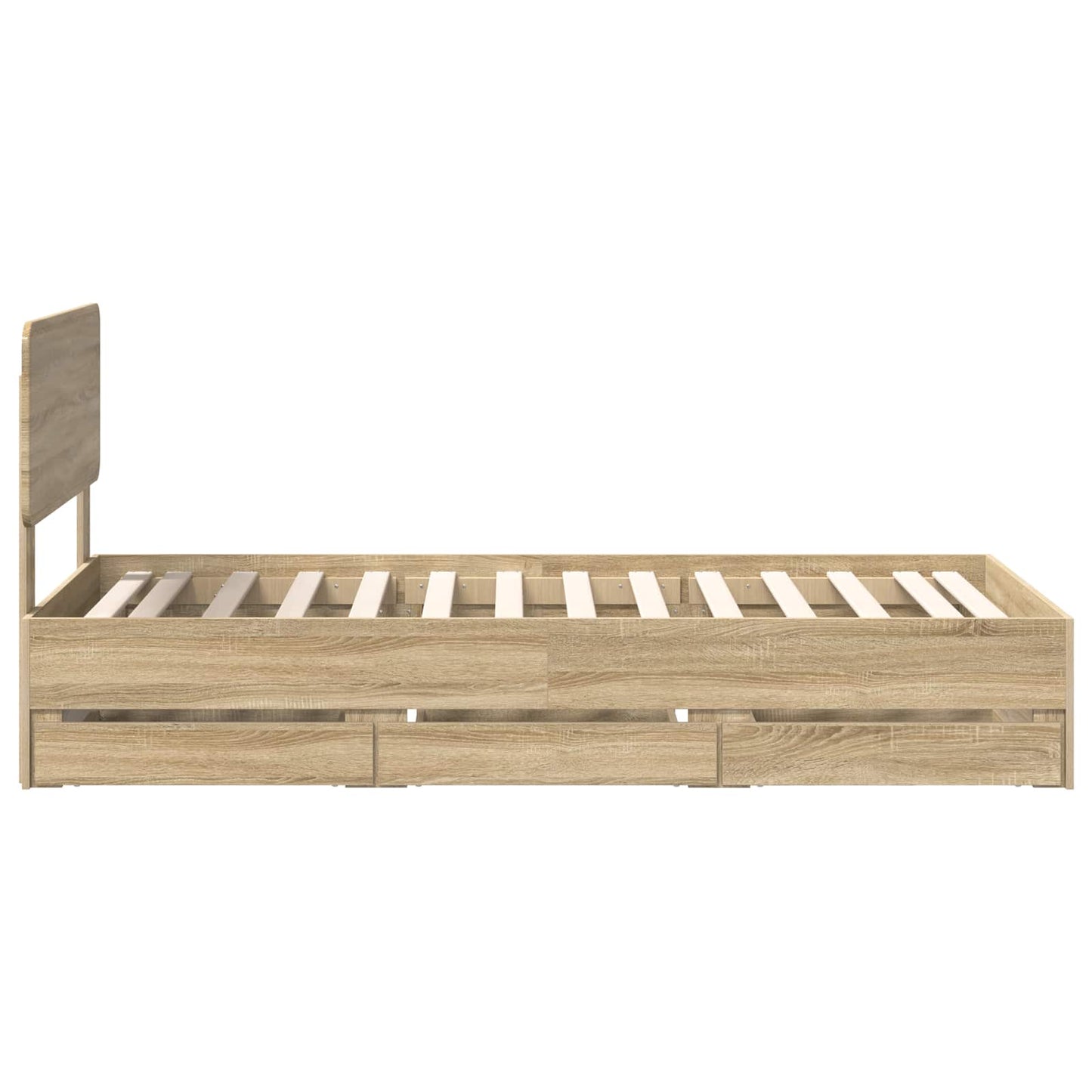 Sengestel Med Skuffe Sonoma Eg 75 X 190 Cm Konstrueret Træ - Billede 9