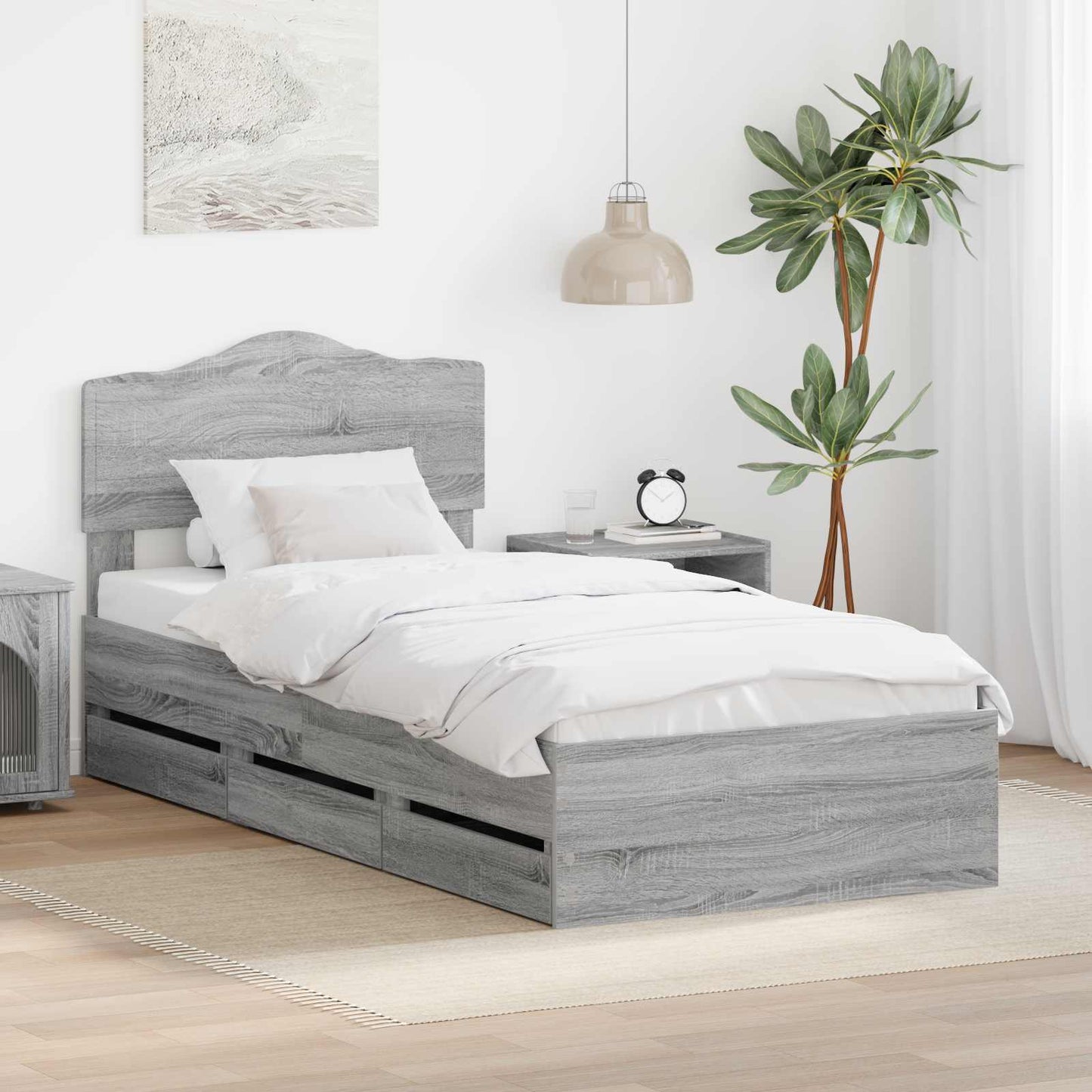 Sengestel Med Skuffe Ingeniørtræ - Variant 3413059