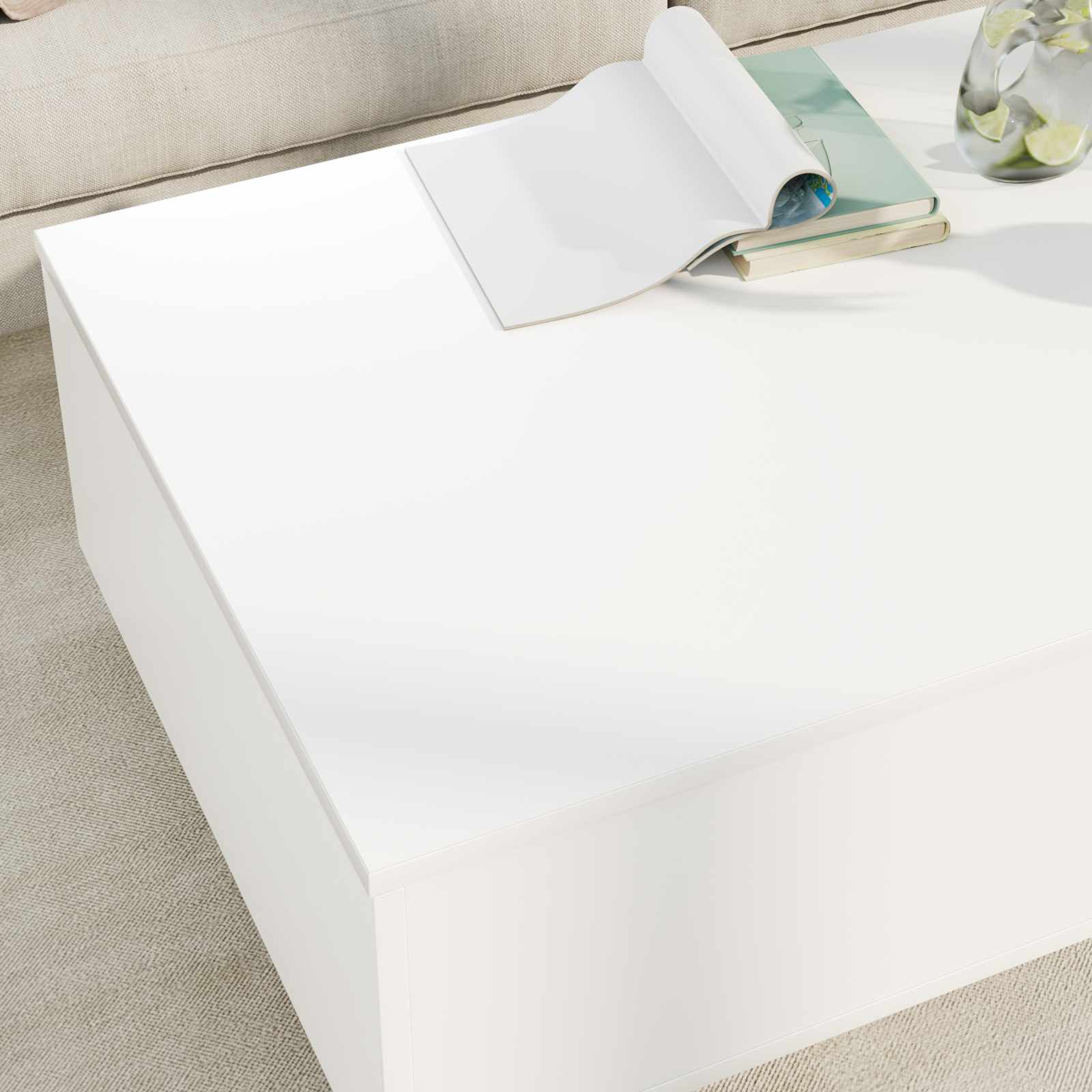 Sofabord Med Skuffe 95 X 55 X 31 Cm Konstrueret Træ - Billede 4