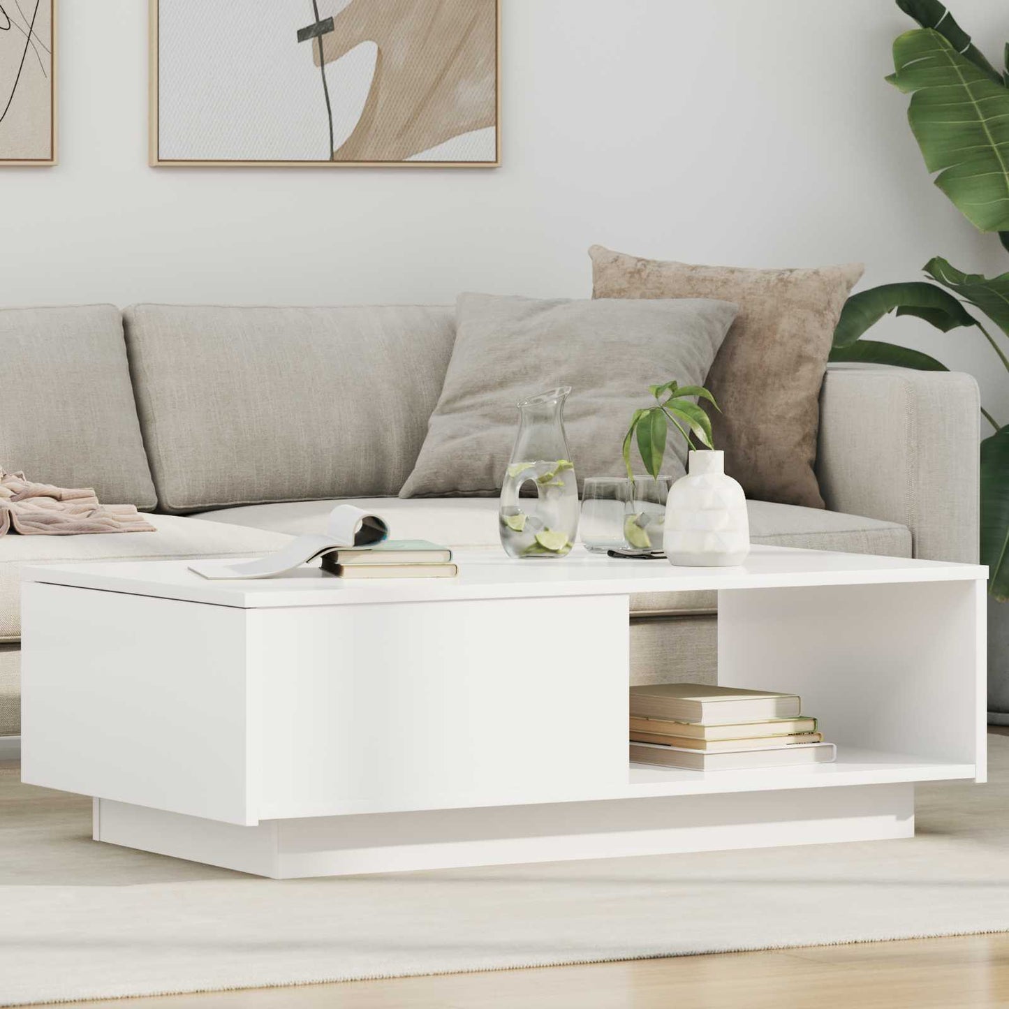 Sofabord Med Skuffe 95 X 55 X 31 Cm Konstrueret Træ - Hovedbillede