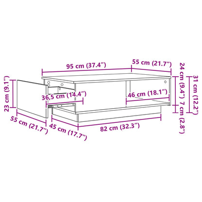 Sofabord Med Skuffe 95 X 55 X 31 Cm Konstrueret Træ - Billede 12