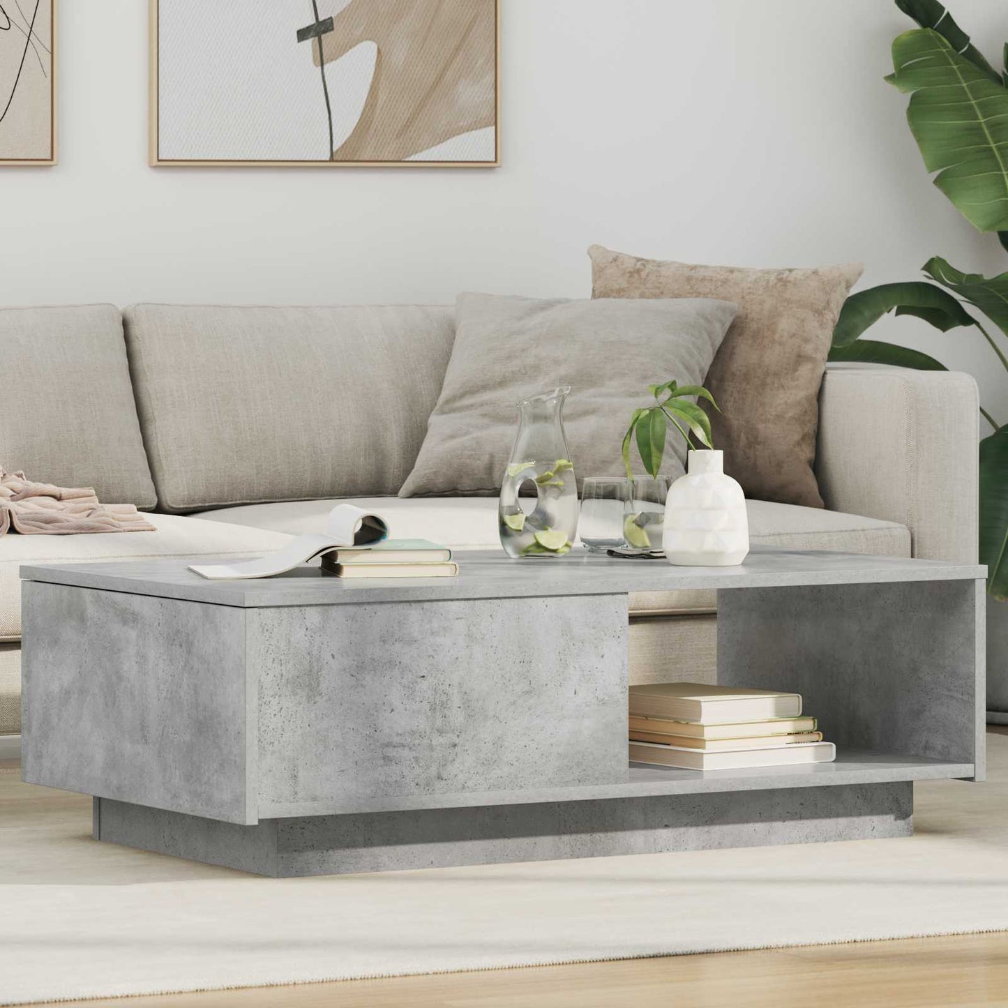 Sofabord Med Skuffe 95 X 55 X 31 Cm Konstrueret Træ