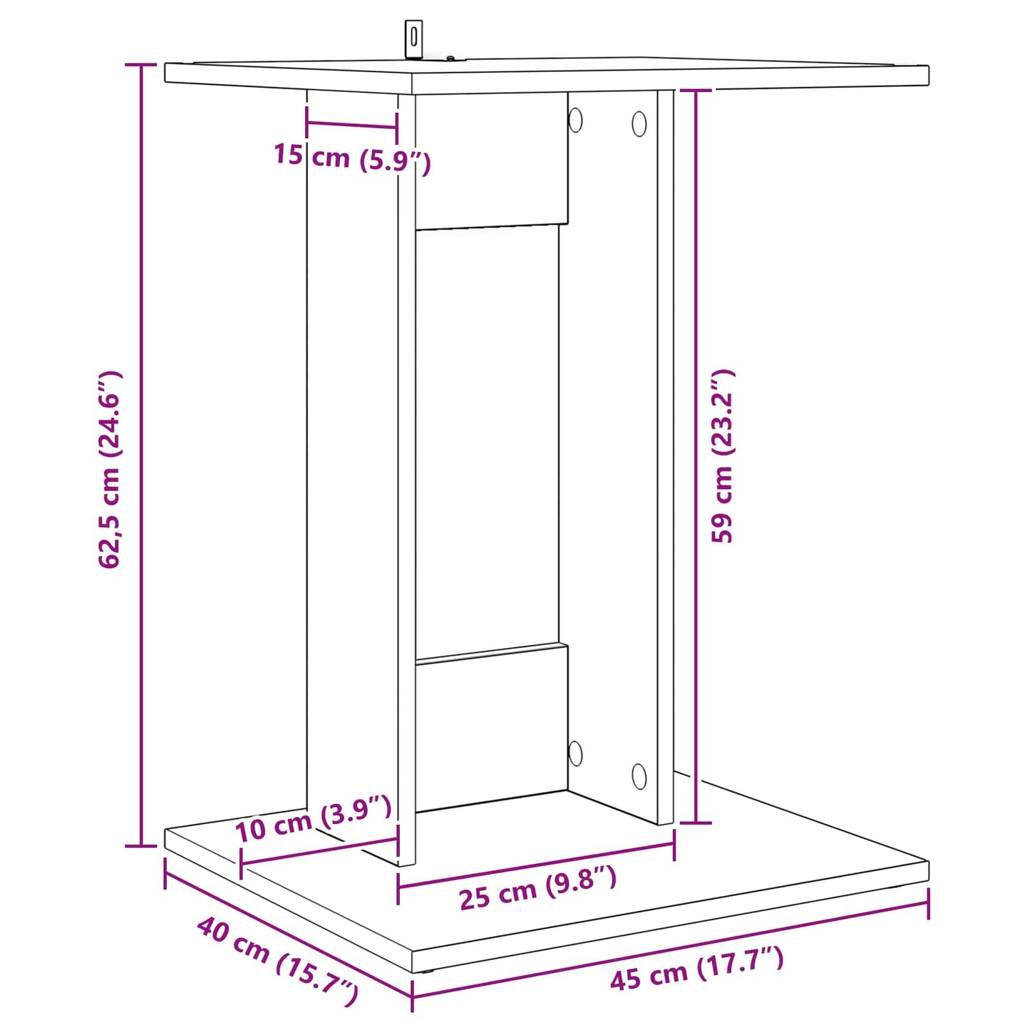 Sidebord 45 X 40 X 62,5 Cm Konstrueret Træ - Billede 12
