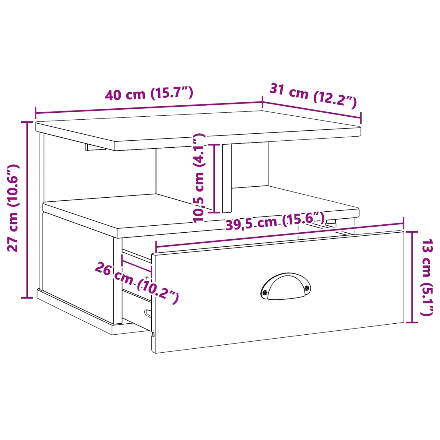 Natskab Hill Honningbrun 40 X 31 X 27 Cm Massivt Fyrretræ - Billede 9