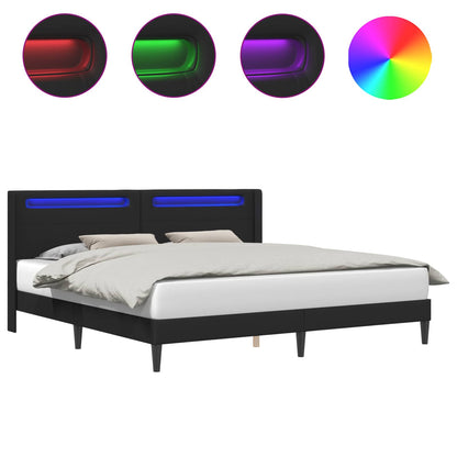 Sengestel Med Led-lysstrimler Kunstlæder - Billede 2