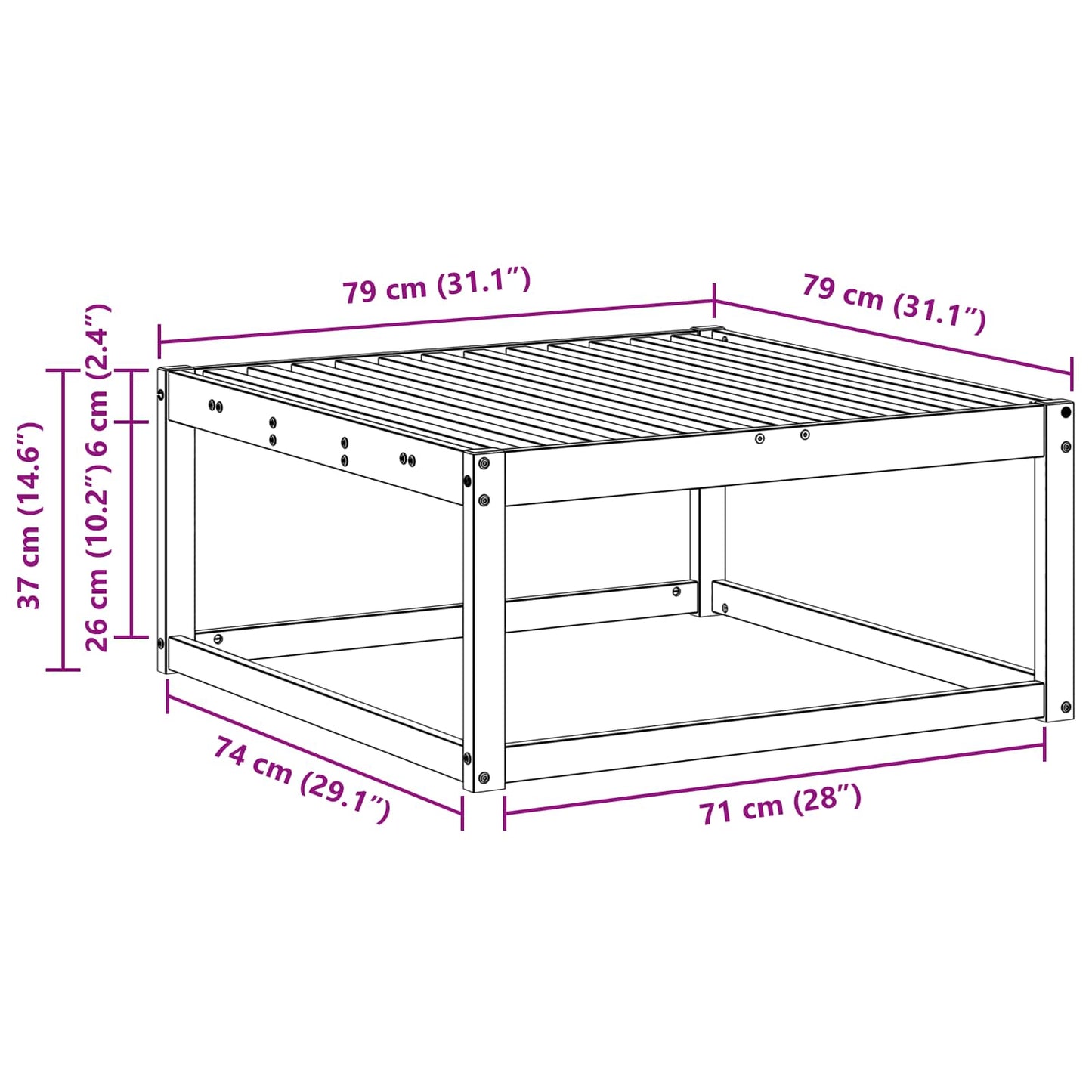 Udendørs Puf 79 X 79 X 37 Cm