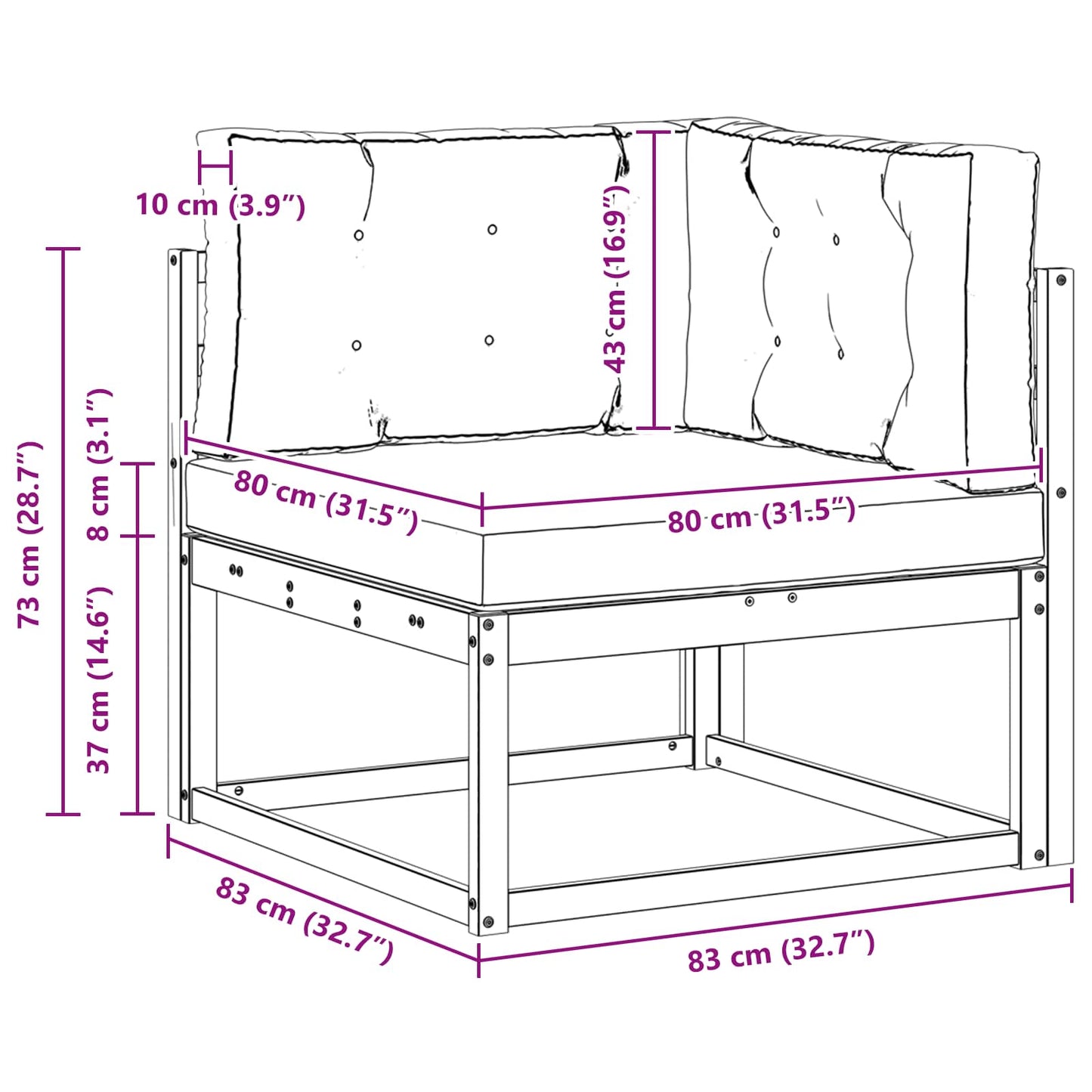 Udendørs Hjørnesofa Polyester Hvid - Billede 7
