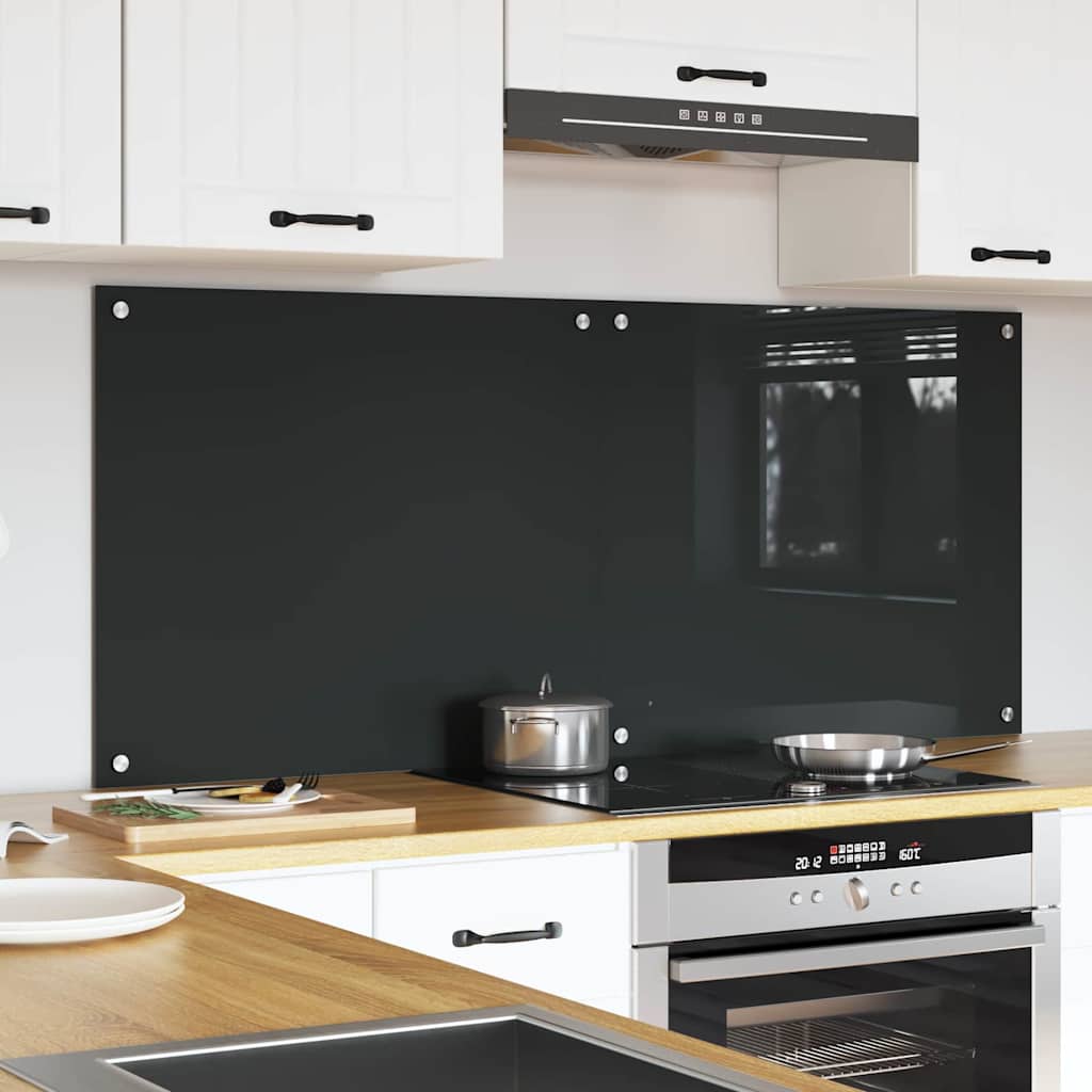 Køkkenbacksplash 2 Dele Mørkegrå 70 X 60 Cm Hærdet Glas - Billede 3