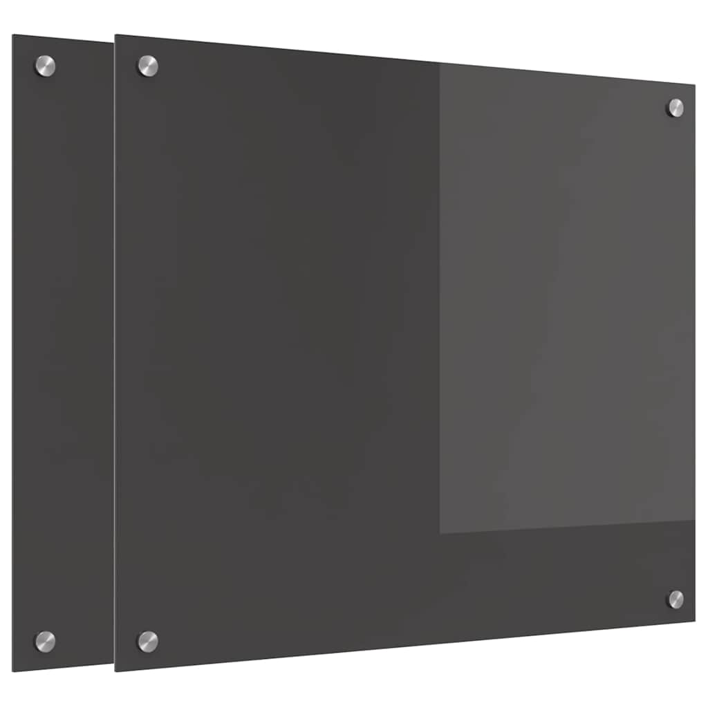 Køkkenbacksplash 2 Dele Mørkegrå 70 X 60 Cm Hærdet Glas - Billede 2