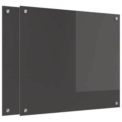Køkkenbacksplash 2 Dele Mørkegrå 70 X 60 Cm Hærdet Glas - Billede 2