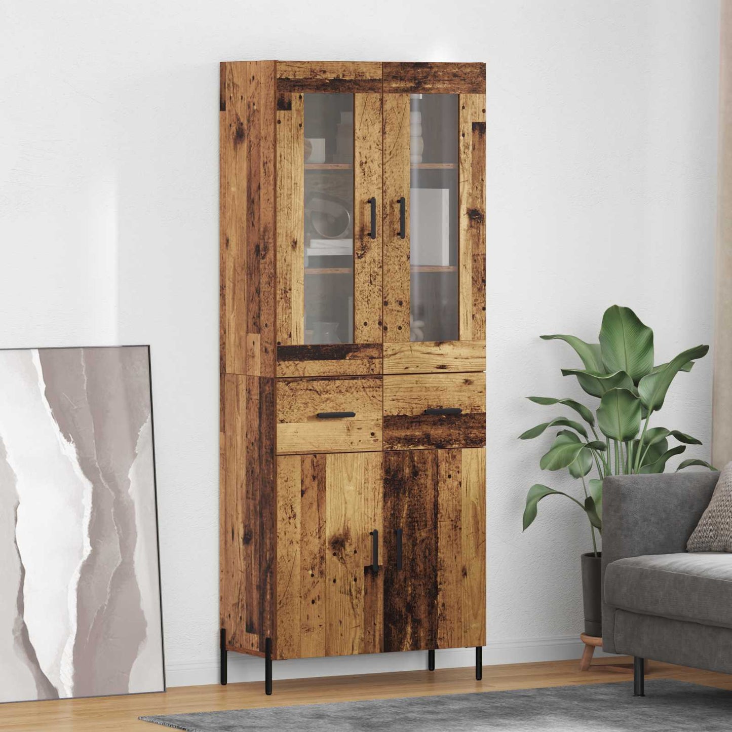 Highboard 69,5 X 34 X 180 Cm Konstrueret Træ - Hovedbillede