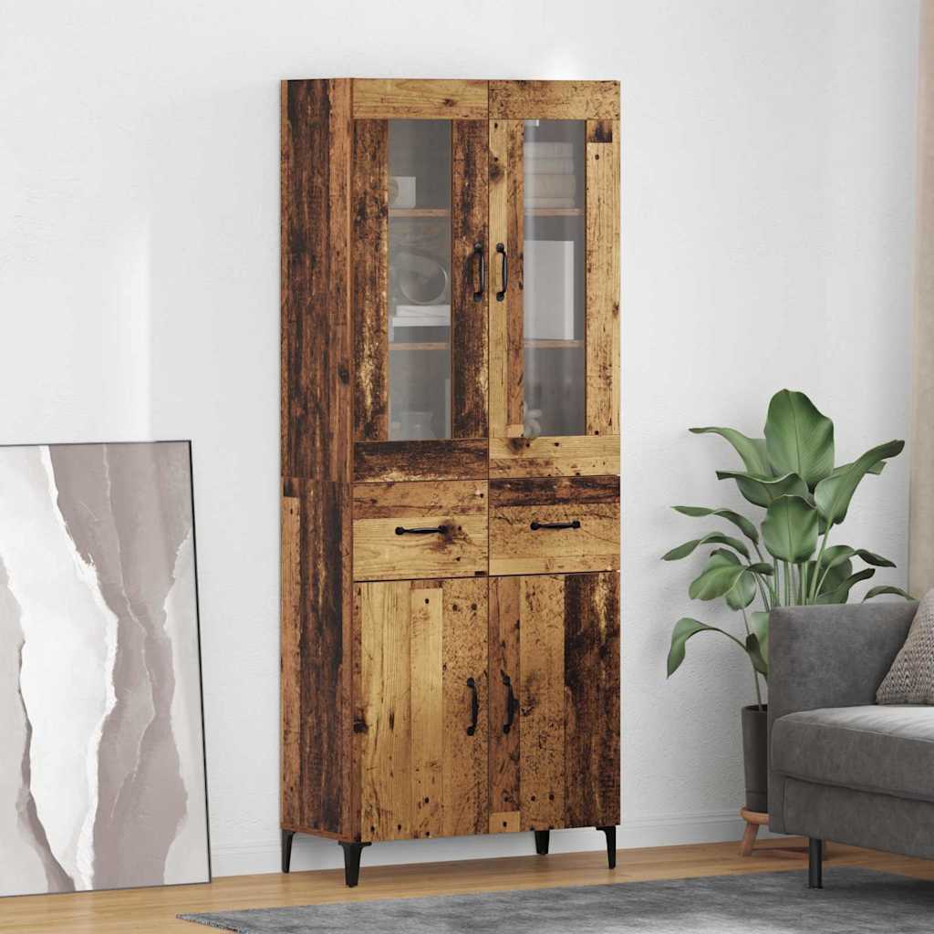 Highboard 69,5 X 34 X 180 Cm Konstrueret Træ - Hovedbillede