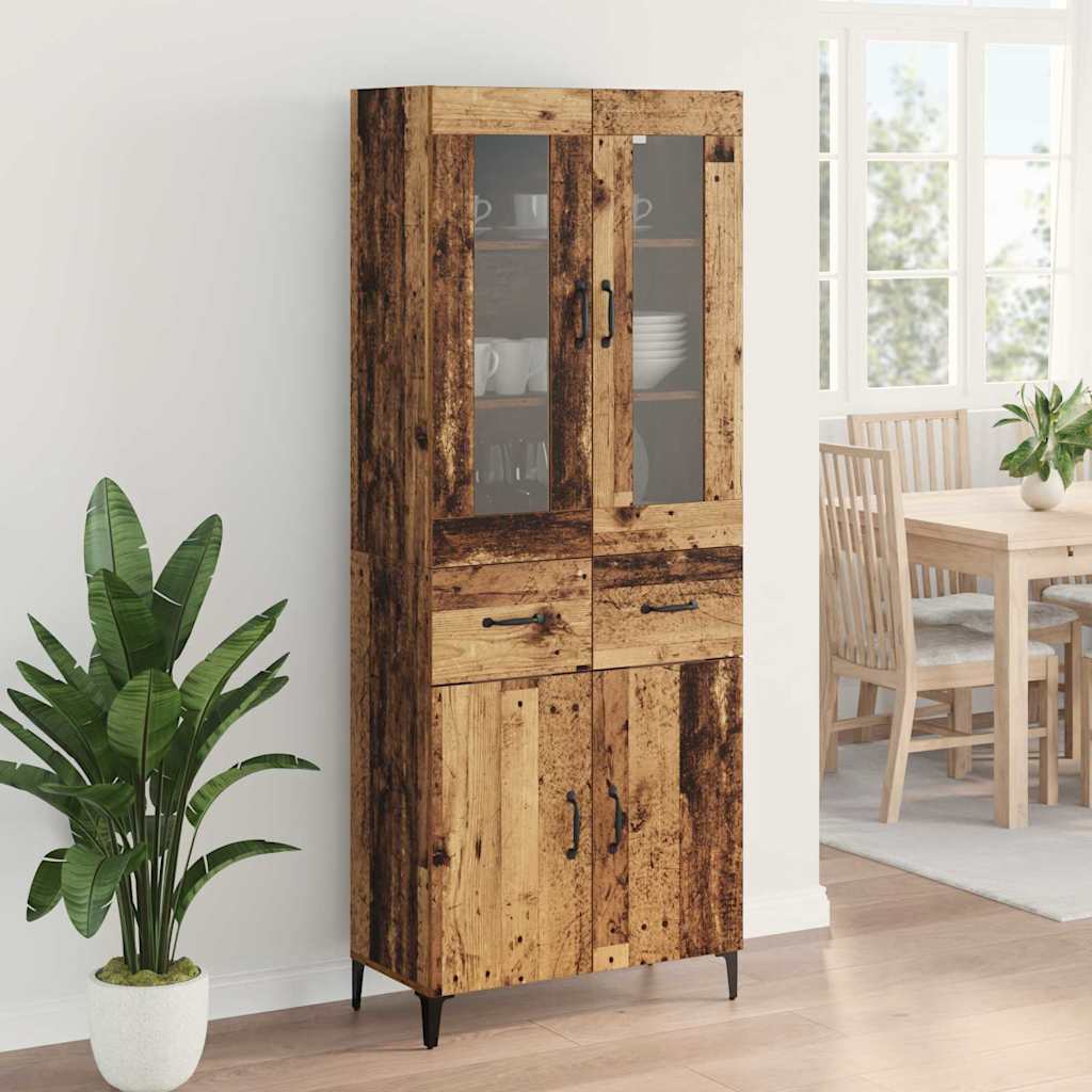 Highboard 69,5 X 34 X 180 Cm Konstrueret Træ - Billede 4