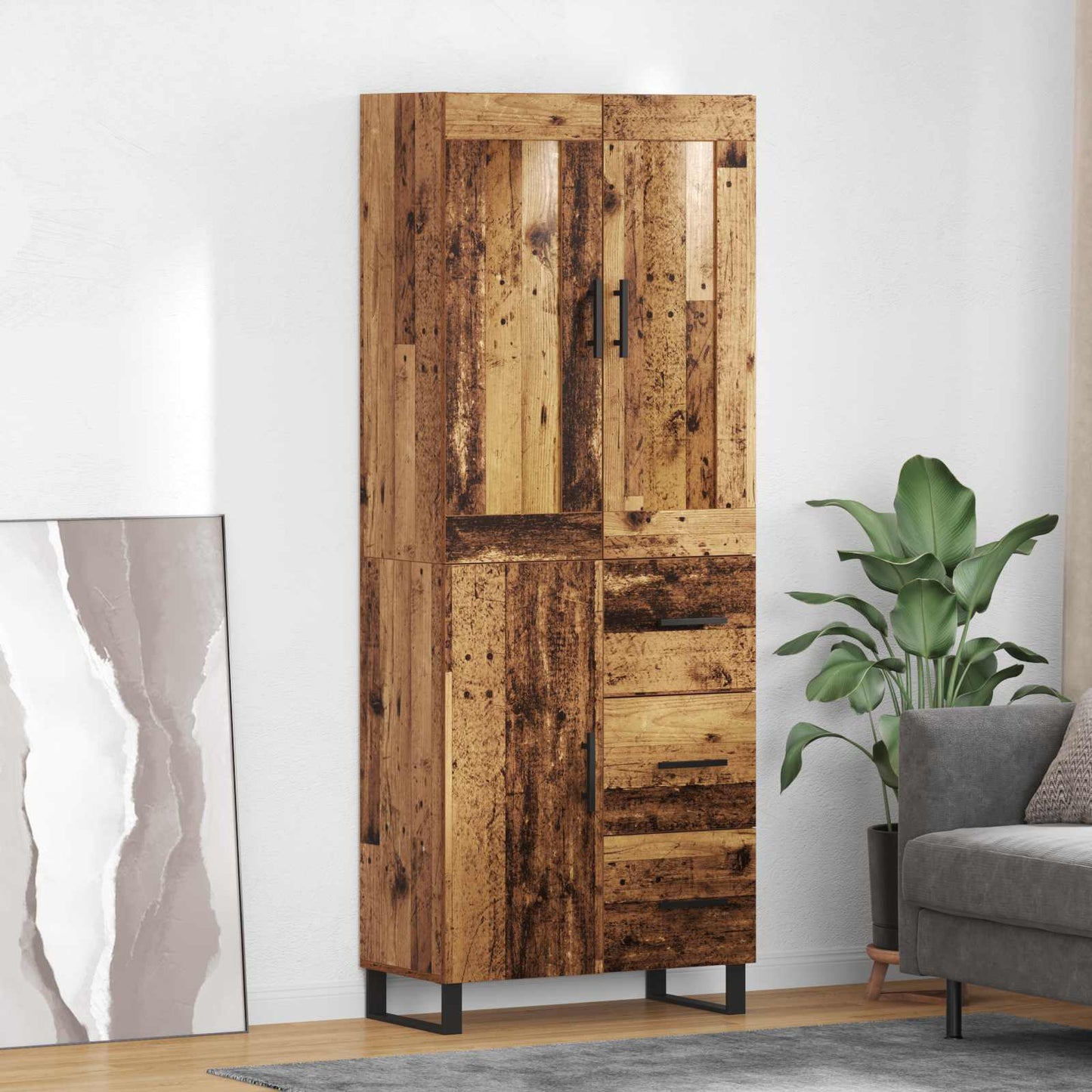Highboard 69,5 X 34 X 180 Cm Konstrueret Træ - Variant 3415828