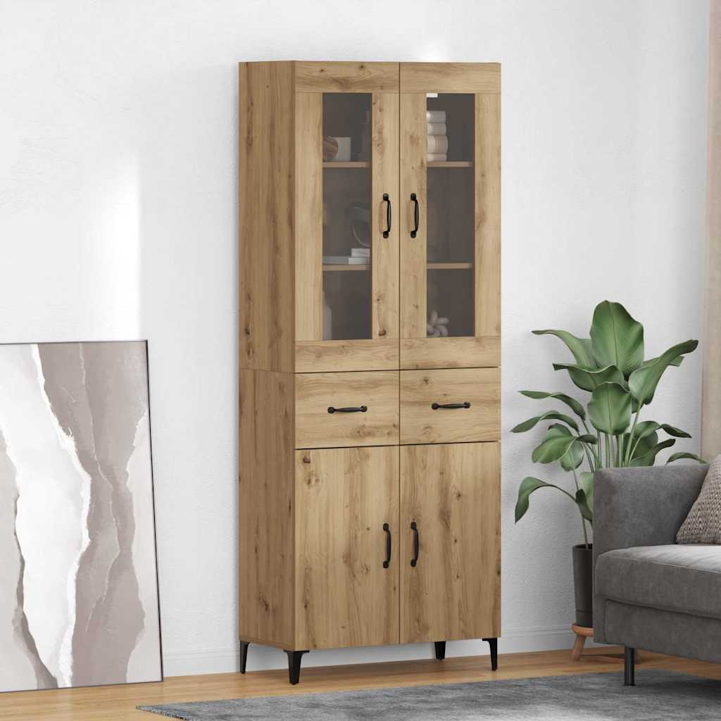 Highboard 69,5 X 34 X 180 Cm Konstrueret Træ