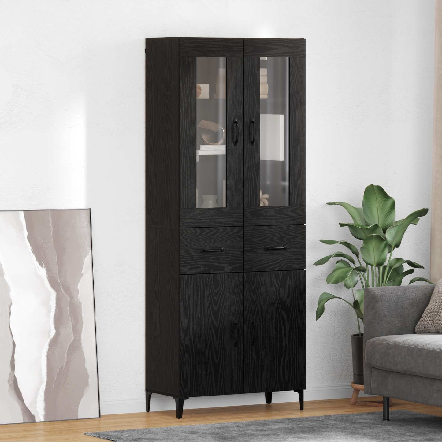 Highboard 69,5 X 34 X 180 Cm Konstrueret Træ