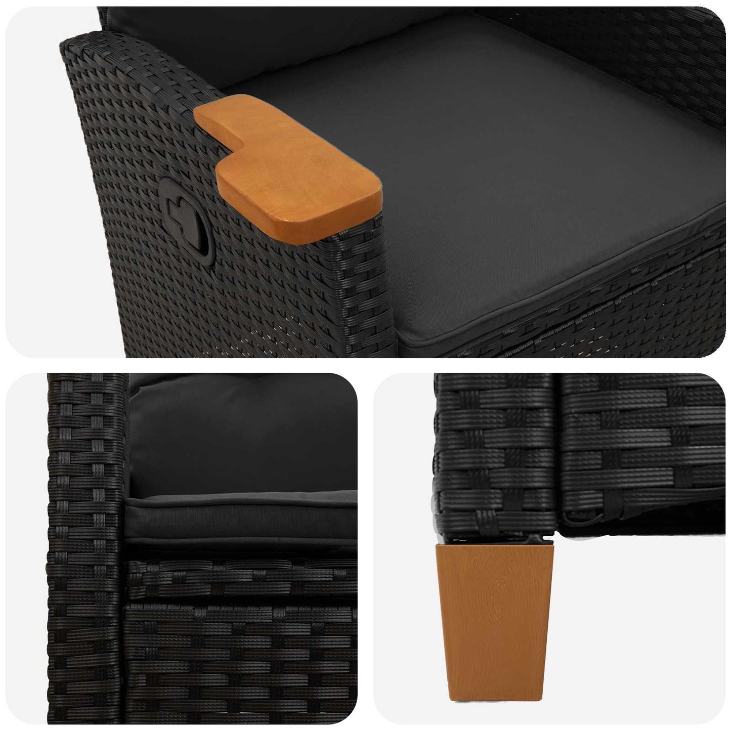 Lænestol Med Teplade Med Pude 62 X 64 X 112 Cm Polyrattan - Billede 7